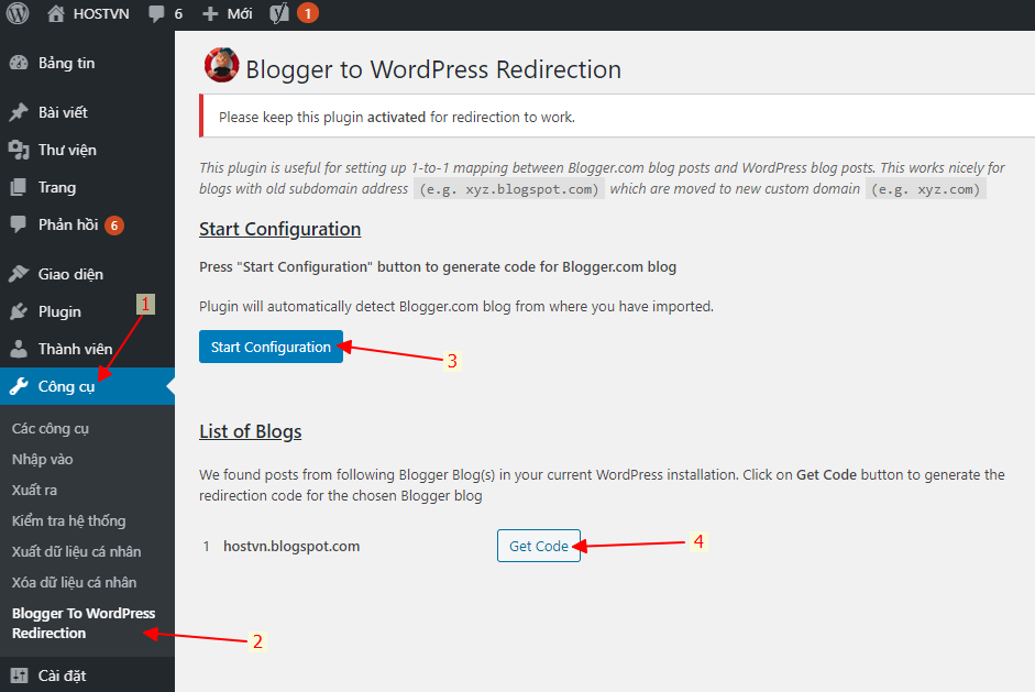 Blogger to WordPress Redirection