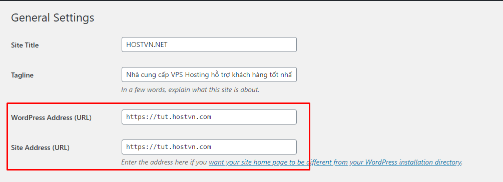 WordPress Address - chuyển HTTP sang HTTPS