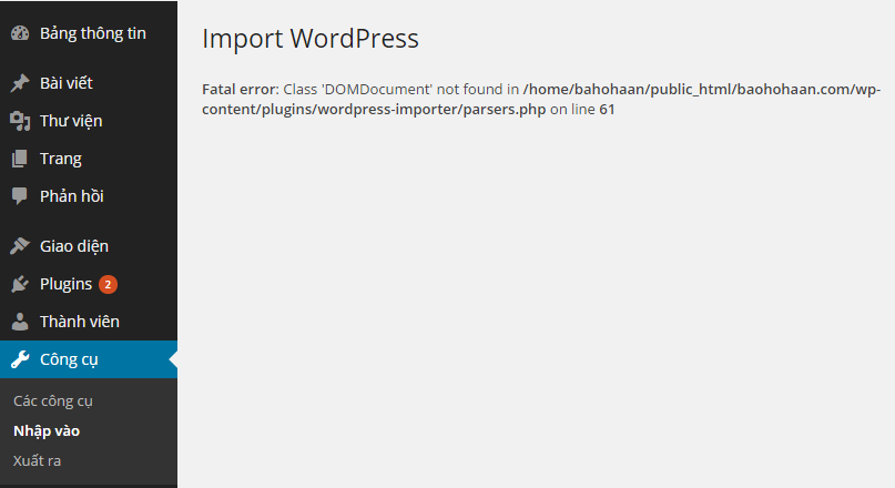 import-wordpress-not-found-domdocument