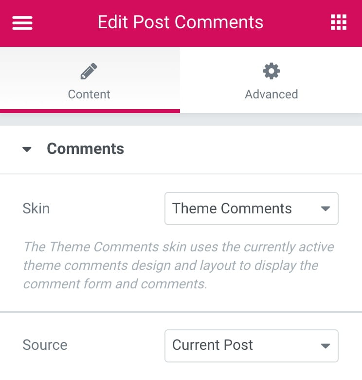 Post Comments Widget của elementor