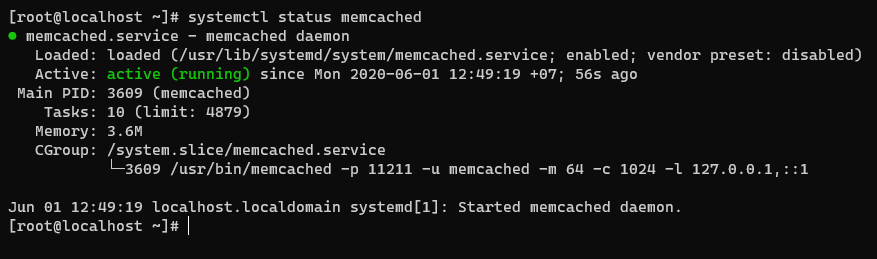 Screenshot_112 - cài đặt Memcached trên CentOS 8