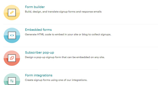 MailChimp mang đến nhiều tính năng tùy chỉnh form đăng ký