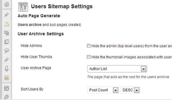 Users Sitemap & Archive có nhiều tính năng hỗ trợ việc tạo Sitemap và gửi nó đến các công cụ tìm kiếm một cách nhanh chóng. 