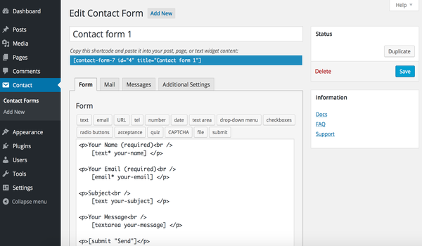 Plugin tạo Form WordPress - Hướng dẫn tùy biến giao diện Contact Form 7