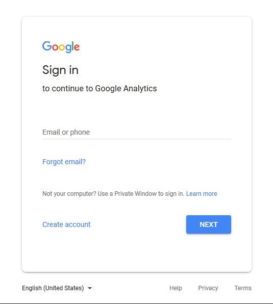 Create Google analytics account