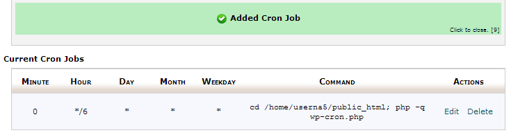 added-cron-job-successfully