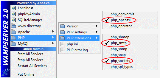 WAMP Server PHP Extensions